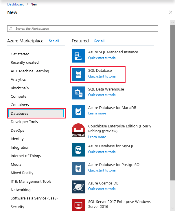 Azure SQL PostgreSQL: Selecting SQL Database